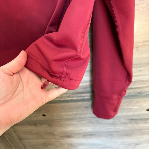 Offline by Aerie Warmup Athletic 1/4 Zip Pullover Thumb Holes Pockets Burgundy - Picture 8 of 8